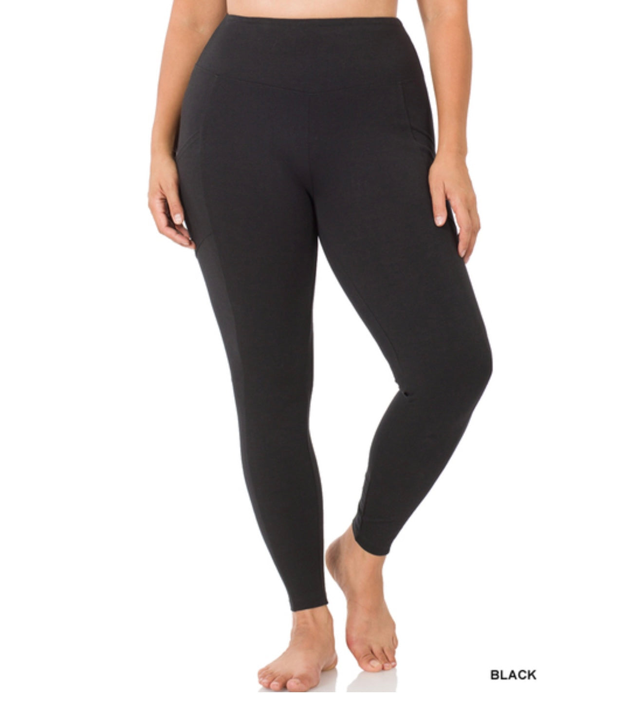 Plus Size Leggings Better Cotton Wide Waistband Pockets Comfort Stretch Activewear plus size Yoga Pants
