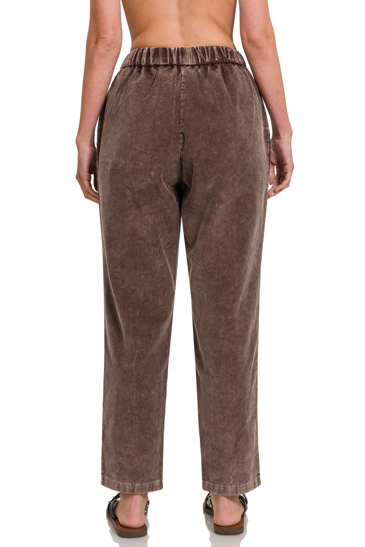 MINERAL WASH CORDUROY PLEATED PANTS